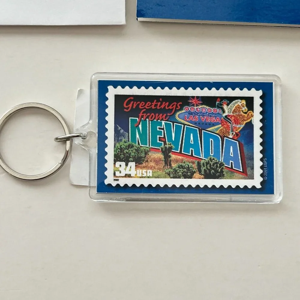 Lot of‎ 5 USPS Greetings from Nevada Stamp Postcard Envelope & Keychain 34 Cent